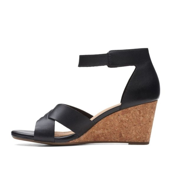 Clarks Margee Gracie Leather Open Toe Wedge Heel Comfort Sandals Size 7.5 M - Picture 6 of 8